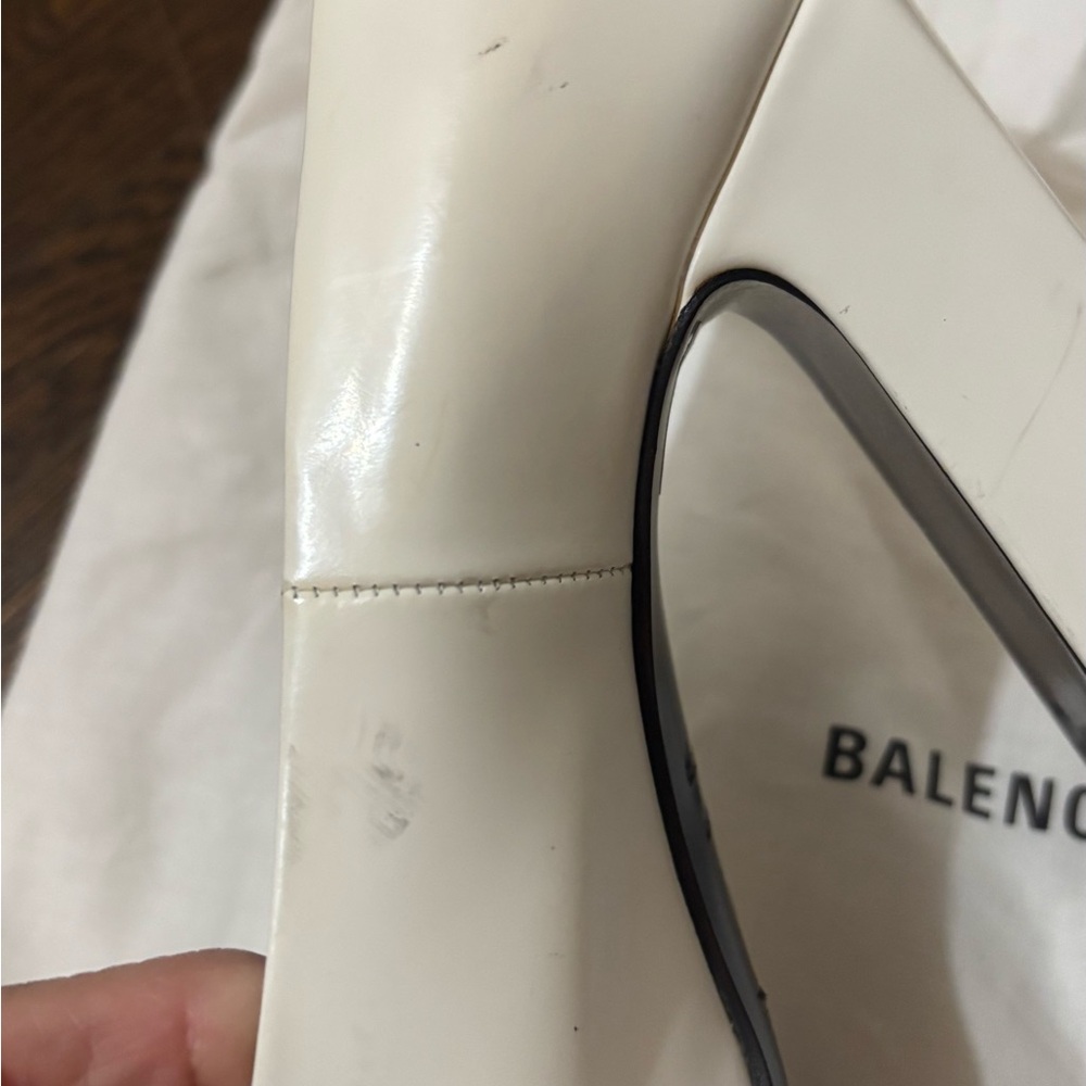 BALENCIAGA White Leather Heels 38.5 - NEW - Picture 7 of 8